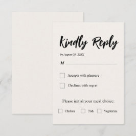 Tarjeta de respuesta de boda beige simple