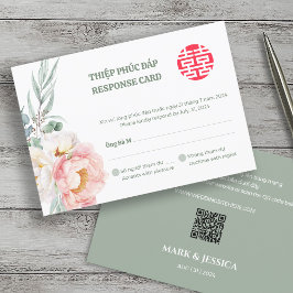 Tarjeta de respuesta de boda bilingüe vietnamita P