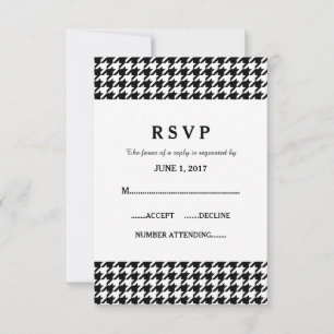 Tarjeta de respuesta de Boda Black Houndstoth