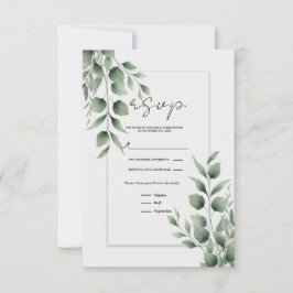Tarjeta de respuesta de boda blanca moderna con ho