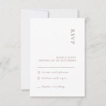 Tarjeta de respuesta de boda blanca neutral minima