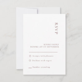Tarjeta de respuesta de boda blanca neutral minima
