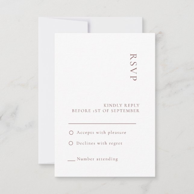 Tarjeta de respuesta de boda blanca neutral minima (Anverso)