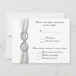 Tarjeta de respuesta de Boda blanco con infinito p