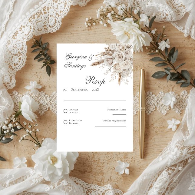 Tarjeta de respuesta de boda boho (Subido por el creador)