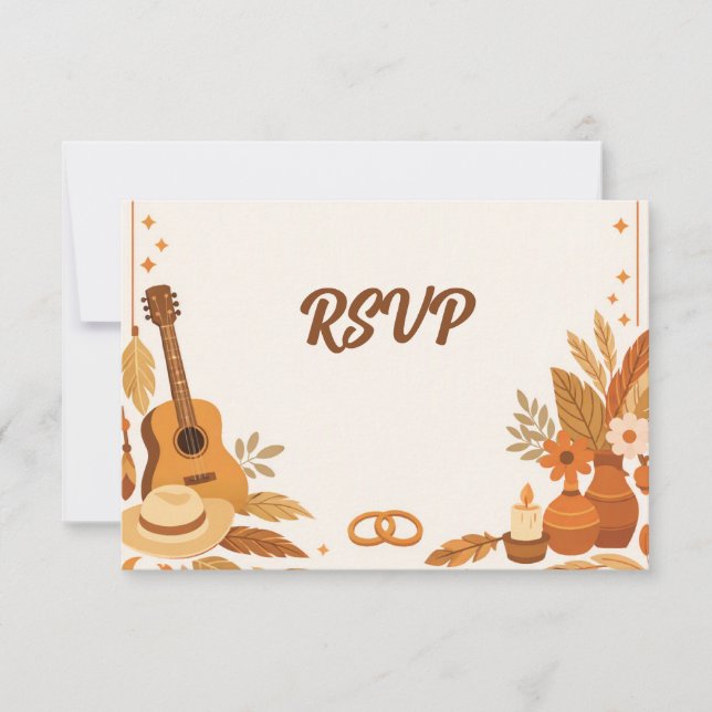 Tarjeta de respuesta de boda boho (Anverso)