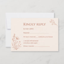 Tarjeta de respuesta de boda boho con arco de terr