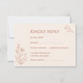 Tarjeta de respuesta de boda boho con arco de terr
