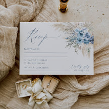 Tarjeta de respuesta de boda boho de hierba de pam