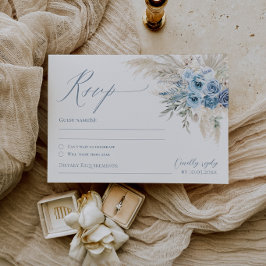 Tarjeta de respuesta de boda boho de hierba de pam