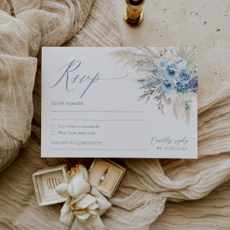 Tarjeta de respuesta de boda boho de hierba de pam