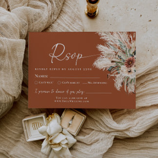 Tarjeta de respuesta de boda boho de terracota RSV