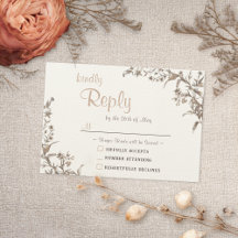 Tarjeta de respuesta de boda boho rústica con flor