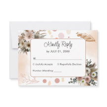 Tarjeta de Respuesta de Boda Boho Wildflower Roman