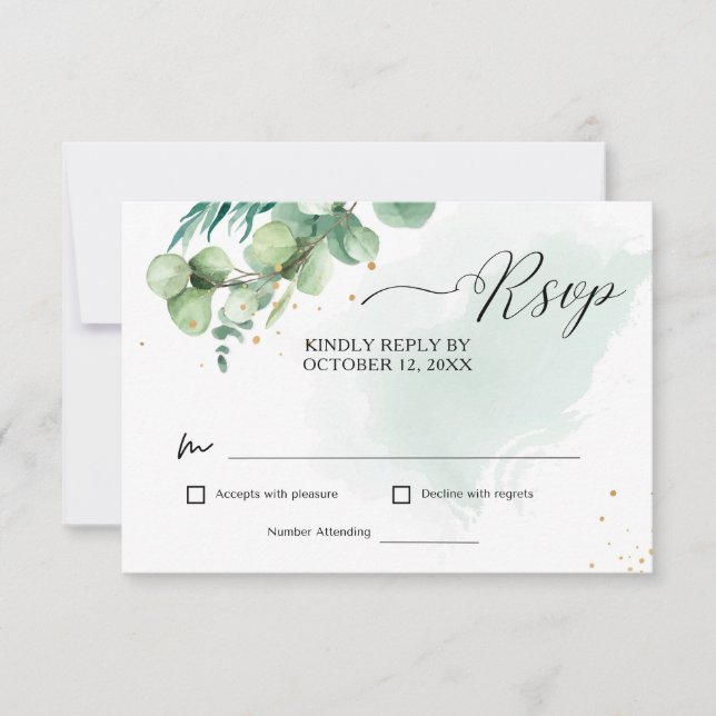 Tarjeta de respuesta de boda botánica (Anverso)