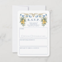 Tarjeta de respuesta de boda botánica de cítricos