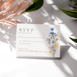 Tarjeta de respuesta de boda botánica de flor silv