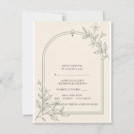 Tarjeta de respuesta de boda botánica de olivo