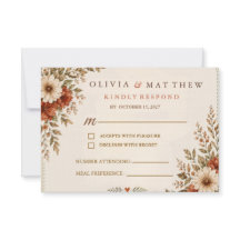 Tarjeta de respuesta de boda botánica de terracota