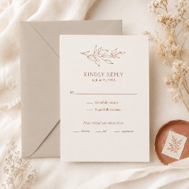 Tarjeta de respuesta de boda botánica de terracota