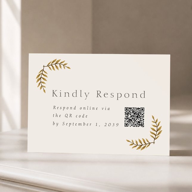 Tarjeta de respuesta de boda botánica dorada con c (Subido por el creador)