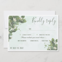 Tarjeta de respuesta de boda botánica elegante dib
