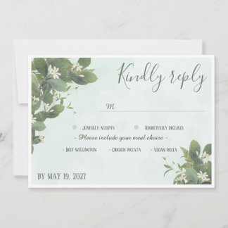 Tarjeta de respuesta de boda botánica elegante dib