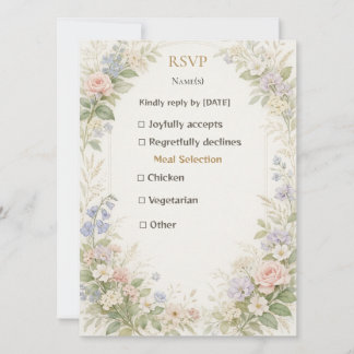 Tarjeta de respuesta de boda botánica elegante mar