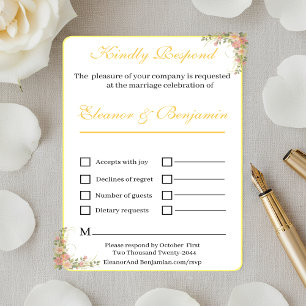 Tarjeta de respuesta de boda botánica minimalista