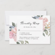 Tarjeta de respuesta de boda botánica rosa polvori