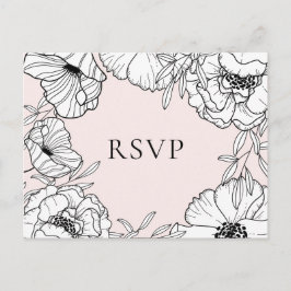 Tarjeta de respuesta de boda botánica rosa sonroja