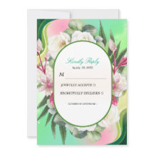 Tarjeta de respuesta de boda botánica verde menta
