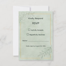 Tarjeta de respuesta de boda botánica verde salvia