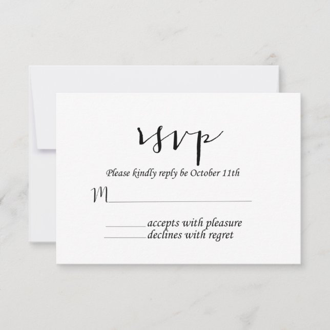 Tarjeta de respuesta de Boda botánico Laurel Water (Anverso)