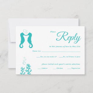 Tarjeta de respuesta de boda Caballitos de mar tur