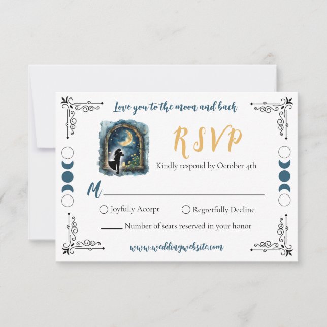 Tarjeta de respuesta de boda celestial 'Te amo has (Anverso)