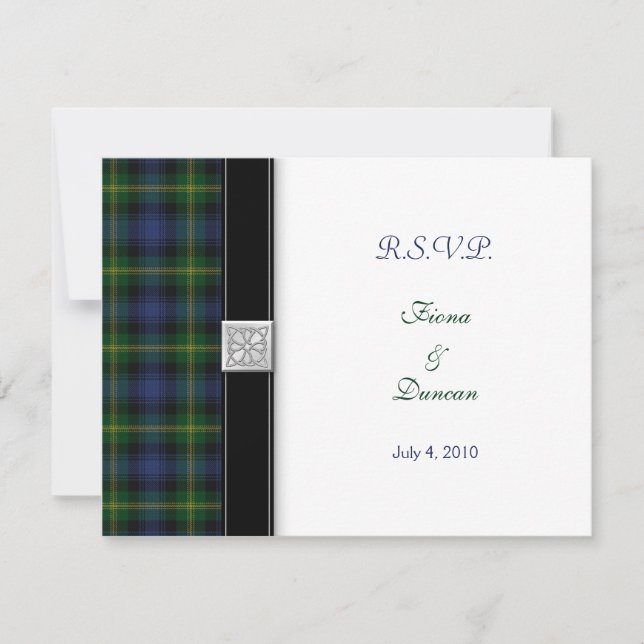 Tarjeta de respuesta de boda celta Gordon Tartan (Anverso)