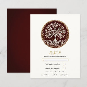 Tarjeta de respuesta de boda celta rojo oscuro rús