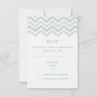 Tarjeta de respuesta de boda Chevron azul y verde