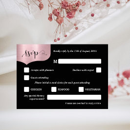 Tarjeta de respuesta de boda Chic QR Code metálico