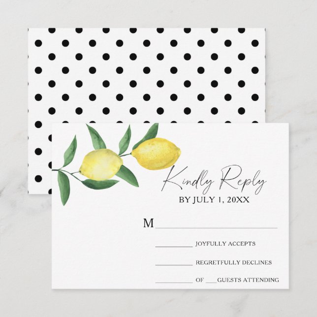 Tarjeta de respuesta de boda - Citrus amarillo (Anverso / Reverso)