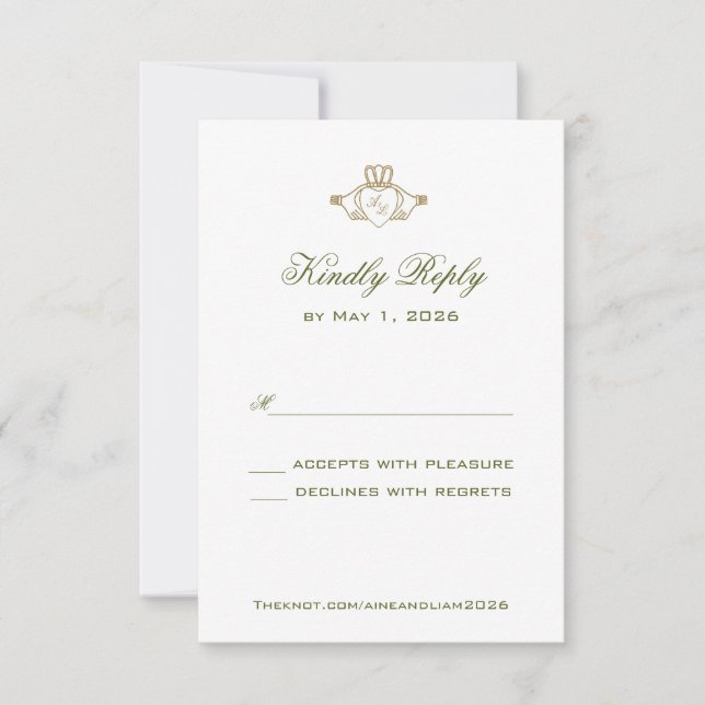 Tarjeta de respuesta de Boda Claddagh (Anverso)