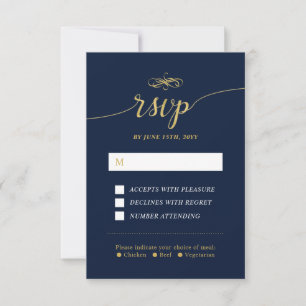 Tarjeta de respuesta de boda clásica elegante