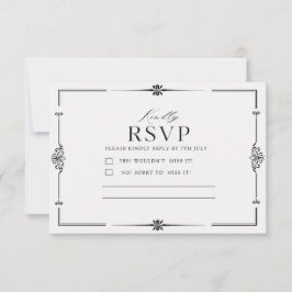 Tarjeta de respuesta de boda clásica elegante mini