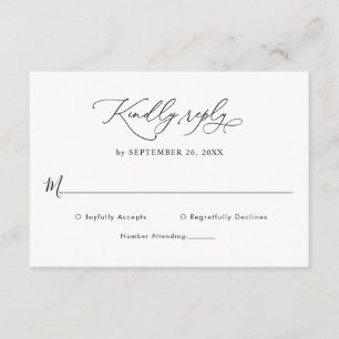 Tarjeta de respuesta de boda clásica en blanco y n