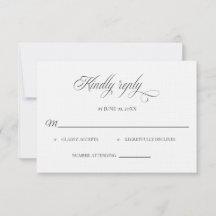 Tarjeta de respuesta de boda clásica en blanco y n
