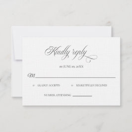 Tarjeta de respuesta de boda clásica en blanco y n