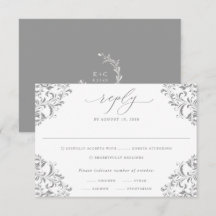 Tarjeta de respuesta de boda clásica vintage elega