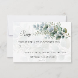Tarjeta de respuesta de boda con acuarela de eucal