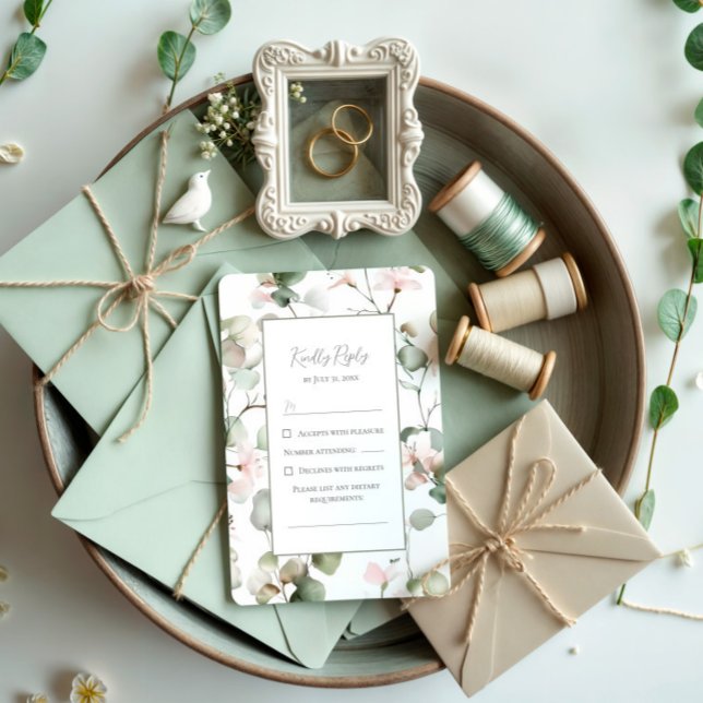 Tarjeta de respuesta de boda con acuarela de eucal (Subido por el creador)